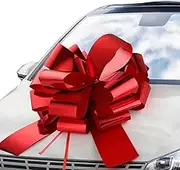 Big Red Car Bow, 18 Inch Gift Big Bow, Giant Christmas Pull Bow, Birthday Party Car Decoration Bow with Bow Ribbon