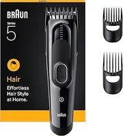 Braun HC5530 Series 5 Hair Trimmer + 3 Accessories, Lifelong Sharp Blade, 17 Length Settings with Memory Button, 50 Minutes Runtime, Washable, Black