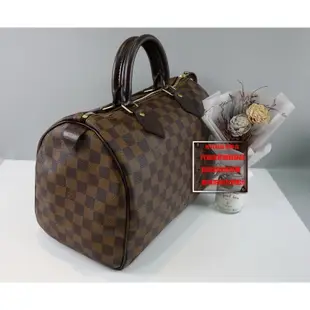 ☆優買二手精品名牌店☆ LV N41531 咖啡 棋盤 格紋 手提包 波士頓包 SPEEDY 30 拉鍊包 超級新