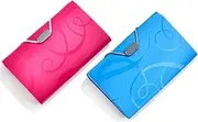 Expanding Files Folder,2pcs B6 Expandable Portable Folder Pockets Acordion Document Bag 13 with Tabs for Receipt Storage Accordian File Organizer(Rose Red and Blue)