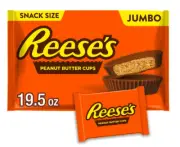 Reese's Milk Chocolate Snack Size Peanut Butter Cups Candy, Jumbo Bag 19.5 oz
