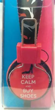 New Red Vivitar KIDS Keep calm and buy Shoes Stereo HEADPHONES with in-line mic