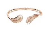 Swarovski - Nice bangle - Feather, White, Rose gold-tone plated - Size: M