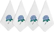 Embroidered Cotton Table Napkin, Cloth Napkins Set of 4 18"x18" Flower Hydrangea Napkin Square Fabric, Dining Room, Napkins Cloth Machine Washable, Cotton Cloth Napkins, Great Present Ideas