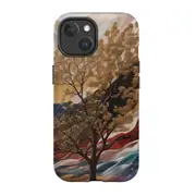 For iPhone 15 Tough Case Compatible with MagSafe Mysterious Golden Tree