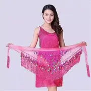 [Generic] Belly Dance Hip Scarf Belly Dance Hip Scarf Sequins Tassels Triangle Scarf Jump Belly Dance Tassels Waist Chain Sequins Waist Decoration Belly Dance Waist Belt(4)