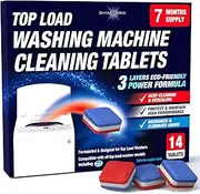 Washing Machine Cleaner Tablets 14 Pack for HE Top Load - Eco Friendly Washer Machine Cleaning Tablets - 3 Layers Septic Safe Wash Machine Full Deodorizer Descaler Protector - 1 Plus Year Supply