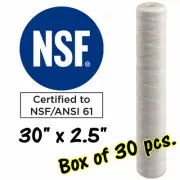 30 Pcs 30" inch x 2.5 inch 1 to 40 Micron String Wound PP Filter Cartridge, NSF