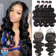 YISEA 12A Brazilian Body Wave Bundles with Closure(12 14 16 18+10 Closure) 10