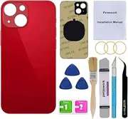 Perzework OEM Rear Back Glass Replacement (Red) Compatible with iPhone 13 6.1 inches All Carriers with Pre-Installed Adhesive and Repairing Tool Kits