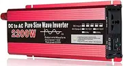 HENGJINGTR 2200W Car Pure Sine Wave Inverter,DC12V/24V/48V/60V DC to 110V/220V AC Voltage Converter Low Frequency Solar Power Inverter Converter with 1 AC Socket,24V to 110V