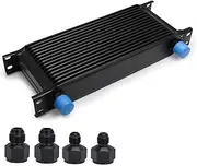 16 Row AN10 10AN Transmission Oil Cooler Kit Stacked Plate With 6AN 8AN Adapter Universal Engine Transmission British Radiator Oil Cooler Condenser Aluminium Alloy Black