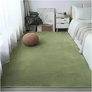Large Carpet Home Decor Coral Velvet Solid Color Living Room Sofa Foot Mat Nursery Area Rug Kids Crawling Game Carpet(Dark Green,180x200cm(70.8x78in))