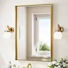 Brushed Gold Bathroom Mirror 24 X 36 in Vanity Mirror for Wall Shiny Gold Metal