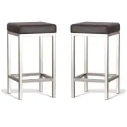 Set of 2 - Borgo Bar Stool 65cm - Polished Frame - Brown