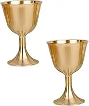 PartyKindom 2pcs Brass Wine Goblet Elegant Chalice Cups for Home Decor Beverage Tumblers for Wine and Celebrations Creative Design for Lasting Use