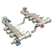 3-Branch PEX Radiant Floor Heating Manifold Set Water Knockout Trap