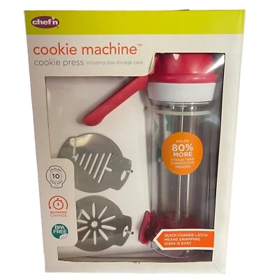 NIB Chef’n Cookie Press Machine 10 Disc Traditional Custom Spritz Cookie Shapes