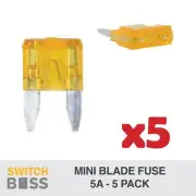 5A MINI BLADE FUSE 5 Pack - for Automotive Marine Box Block Tap OEM Replacement