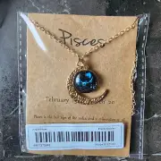 Beloved & Inspired Zodiac Necklace Pisces Retro Moon NEW