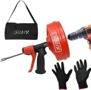 SPINFEED 25 Foot Drum Auger | Manual or Drill Powered Drain Snake - Auto Exte...