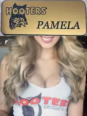 ~NEW~ PAMELA HOOTERS Girl Uniform Collectible Pin Back Badge Tag GOLD NAME TAG