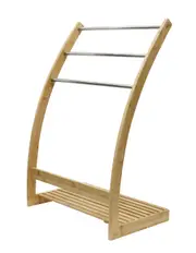 CARLA HOME Bamboo Towel Bar Holder Rack 3-Tier Free Standing for Bathroom. Towel Racks. Towel Rail Bathroom Accessory. Shower Hand Dish Towel. Towel Holder (Bottom Shelf and Metal Holder)