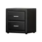 PVC Leather Bedside Table - Black