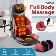 Full Body Massage Cushion Chair Shiatsu Back Neck Massaging Pad Seat Heating Vibration Rolling Kneading with Foot Massager Relax Remote Pillow Homasa