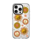 iPhone 16 Pro Clear Case MagSafe Compatible Happy Retro Flowers
