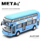 Double-Decker Sound Light Metal Tour London City Bus Pull Back Car Kids Toy