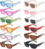[YQVIE] Small Retro Rectangle Sunglasses Pack for Women Men Vintage Trendy Square Glasses UV400 Protection
