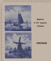 BLUE TILES Cermaic Decals - DUTCH WINDMILL - BOAT Approx. 4 1/4". VINTAGE PD808