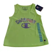 Champion Neon Yellow-Green Tank Top Girls Size 4T Logo Lightweight Athletic Wear
