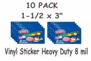 10 PACK Vinyl Sticker 1.5 x 3 Bulk Vending Candy Machine Labels