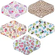 Healvian 5pcs Washable Bamboo Menstrual Pad Reusable Sanitary Pad Wing Design Button Lock for Side Leak