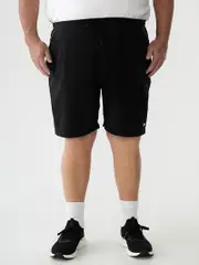 Big Mens Elastic Waist Woven Short with Pipeline Black