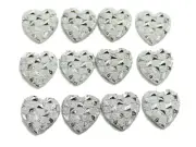 200 Silver Flatback Acrylic Glitter Heart Rhinestone Cabochons 11X11mm