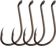100pcs Octopus Beak Offset Fishing Hooks Froged Sport Circle 6#, Black