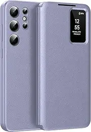 for Samsung S23 Ultra Smart View Case, Wallet Smartphone Case, for Samsung Galaxy S23 Ultra Mobile Phone Case Clear View, Mirror Flip, Card Slot Cover, Viewing Window, Galaxy S23 Ultra 5G Smart View