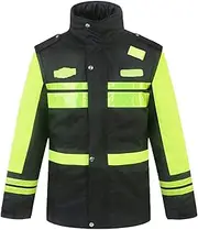 QIULAO High Visibility Reflective Bomber Jacket, Men's Safety Vest Waterproof Workwear, Thick Thermal Lining, Removable Sleeves, Winter Outdoor Warning Jacket (Size : 3X-Large)