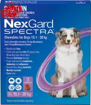 Spectra Chewables for Dogs 15.1–30kg 3 Pack Flea Tick Worm Monthly Protection