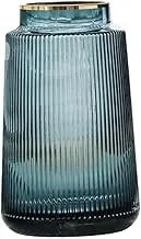 Generic Elegant Blue Glass Vase for Home Decor - 20cm