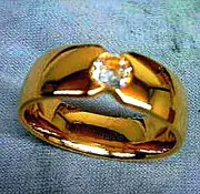 TITANIUM Gold Plated Polished RING with 5mm Round CZ, size 12 - in Gift Box