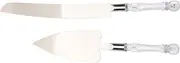 Alipis Set of 2 Cake Serving Tools Wedding Cake Knife Server Rustic Design for Birthday Wedding Stainless Steel