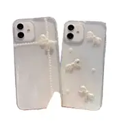 For Iphone 15 Pearl Bow Glitter Epoxy Tpu Phone Case
