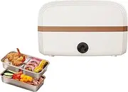 Electric Lunch Box 300W 6-in-1 Heated Food Warmer Bento Box Portable 1.0L 304 Stainless Steel Container Leakproof Mini Rice Cooker Double Layer Food Heater Lunch Box for Home Office