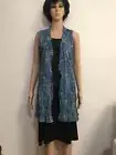W LANE BLUE WHITE MAUVE SPOT PATTERNS CRUSH & GO OPEN-FRONT LONG TOP S NWT RP$79