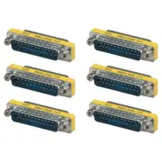 6 Pcs DB25 D-SUB 25-Pin Male to Male Mini Gender Changer Coupler Adapter Gold