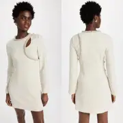 NEW NWT Jonathan Simkhai Katherine Diamante Cutout Dress Nougat SIZE 4 MSRP $695